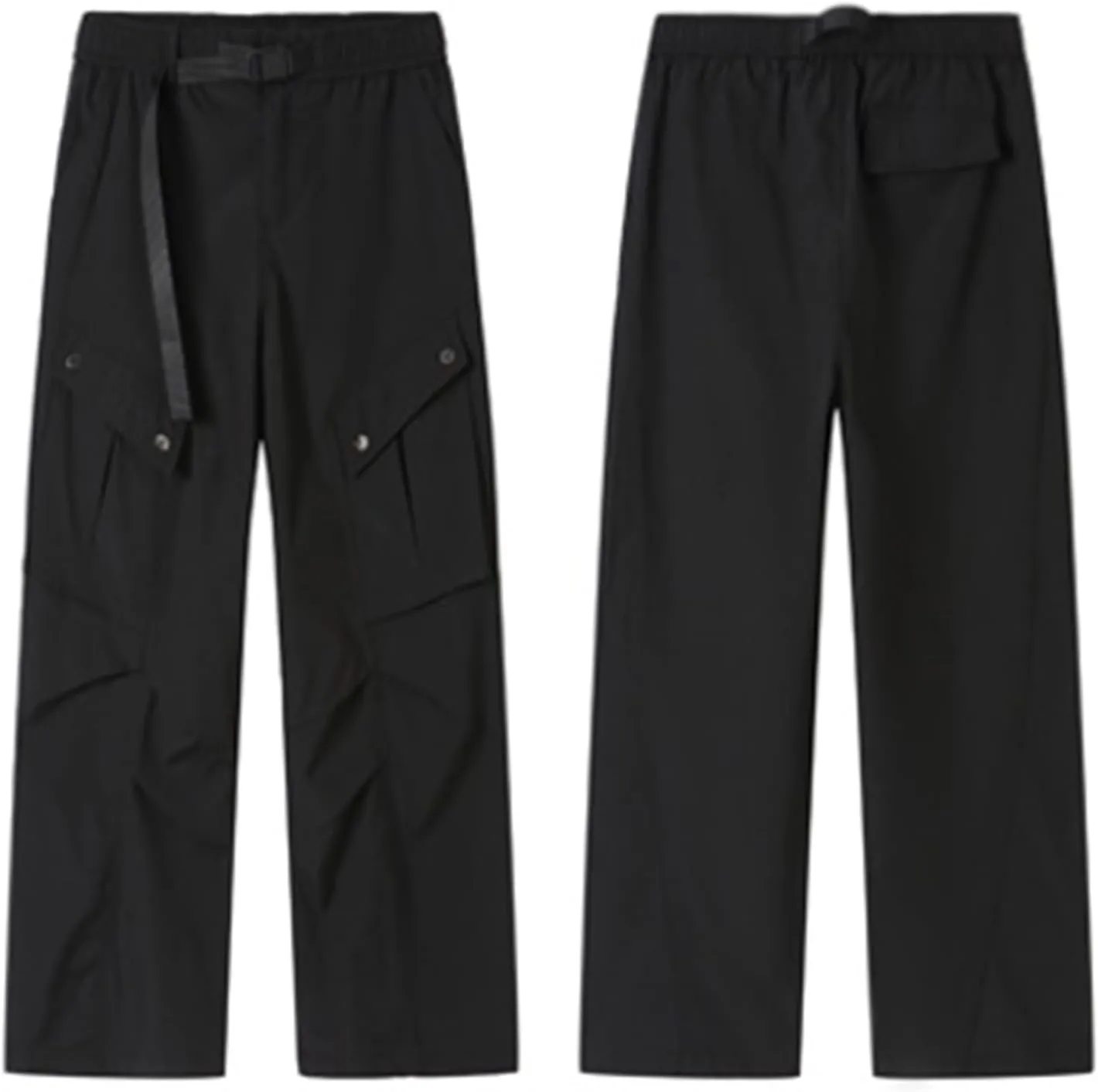 Men Cargo Pants Multi Pocket Elastic Waist Drawstring Wide Leg Trousers Thin Windproof Waterproof Sport Mountain Pant