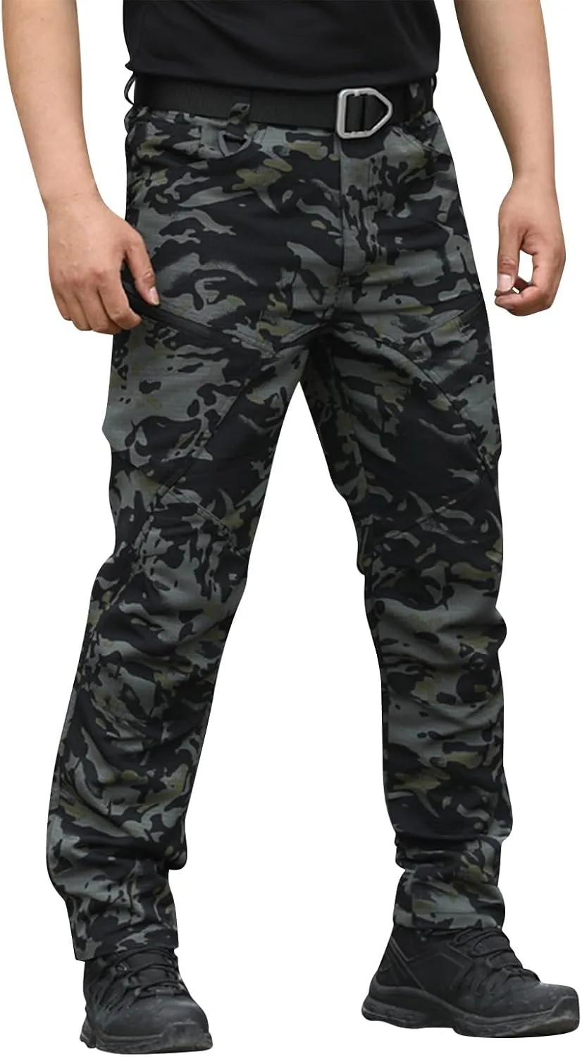 Men Cargo Pants, Tactical Pants, Baggy Outdoor Waterproof Hiking Work Pants Stretch Multi Pockets Lightweight Classic
