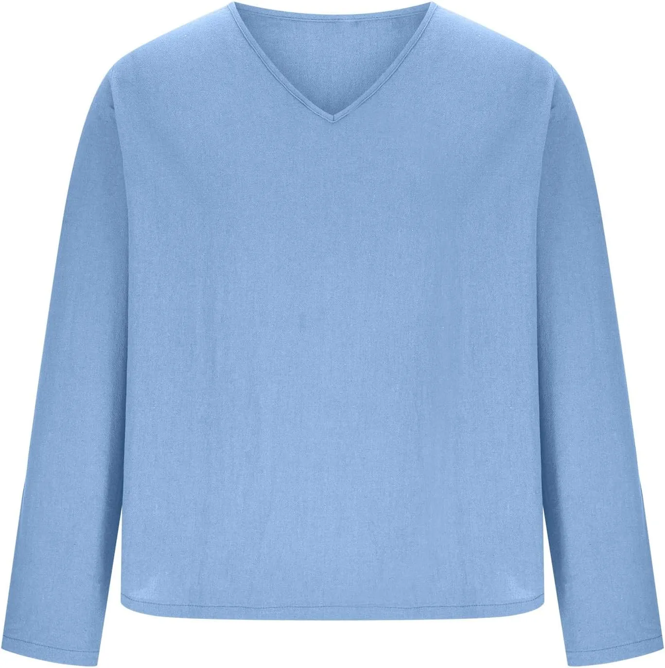 Men Linen Shirts Long Sleeve V Neck Cotton Comfy Spring Tees Shirt Solid Color Loose Fashion Sport 2025 Blouses Tops