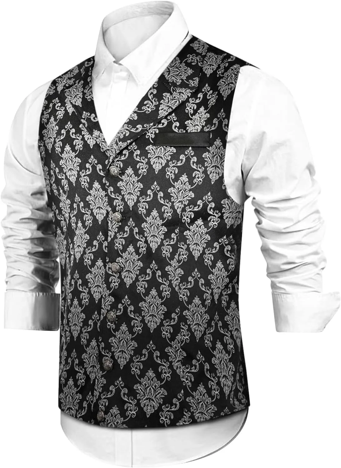 Men Paisley Suit Victorian Vest Steampunk Gothic Waistcoat Floral Vampire Tuxedo Renaissance Goth