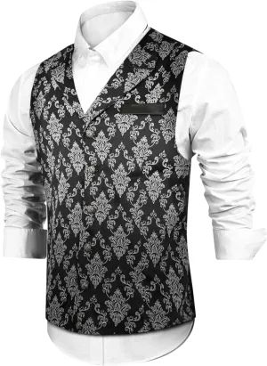 Men Paisley Suit Victorian Vest Steampunk Gothic Waistcoat Floral Vampire Tuxedo Renaissance Goth