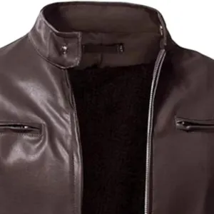 Men Slim Fit Motorcyle Leather Jacket Zip-Up Windbreaker Leather Jackets Lightweight PU Biker Vintage Coat