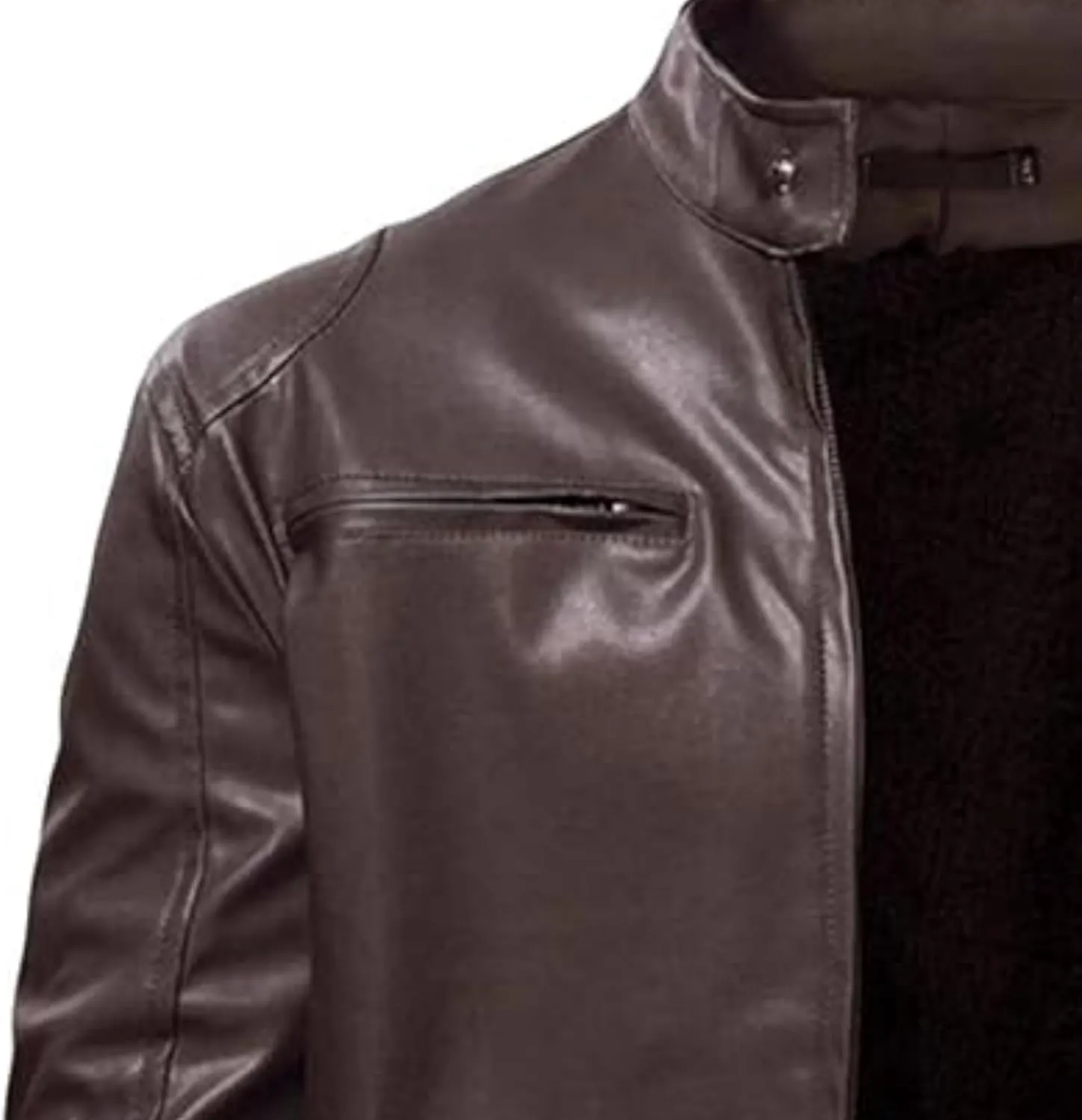 Men Slim Fit Motorcyle Leather Jacket Zip-Up Windbreaker Leather Jackets Lightweight PU Biker Vintage Coat