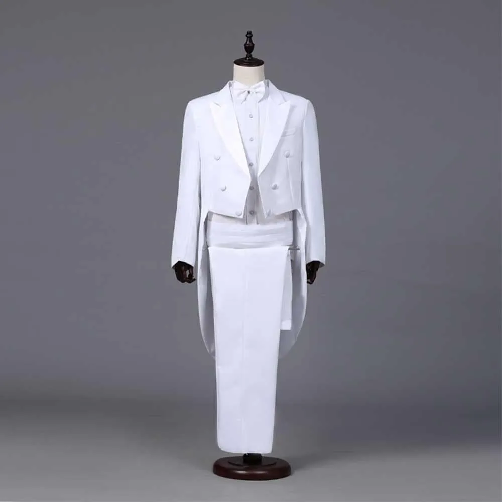 Men Tuxedo Suits Slim Fit Formal Magician Costume Tailcoat Jacket Musician Blazer Coats Prince Party Blazer Embroidery Court