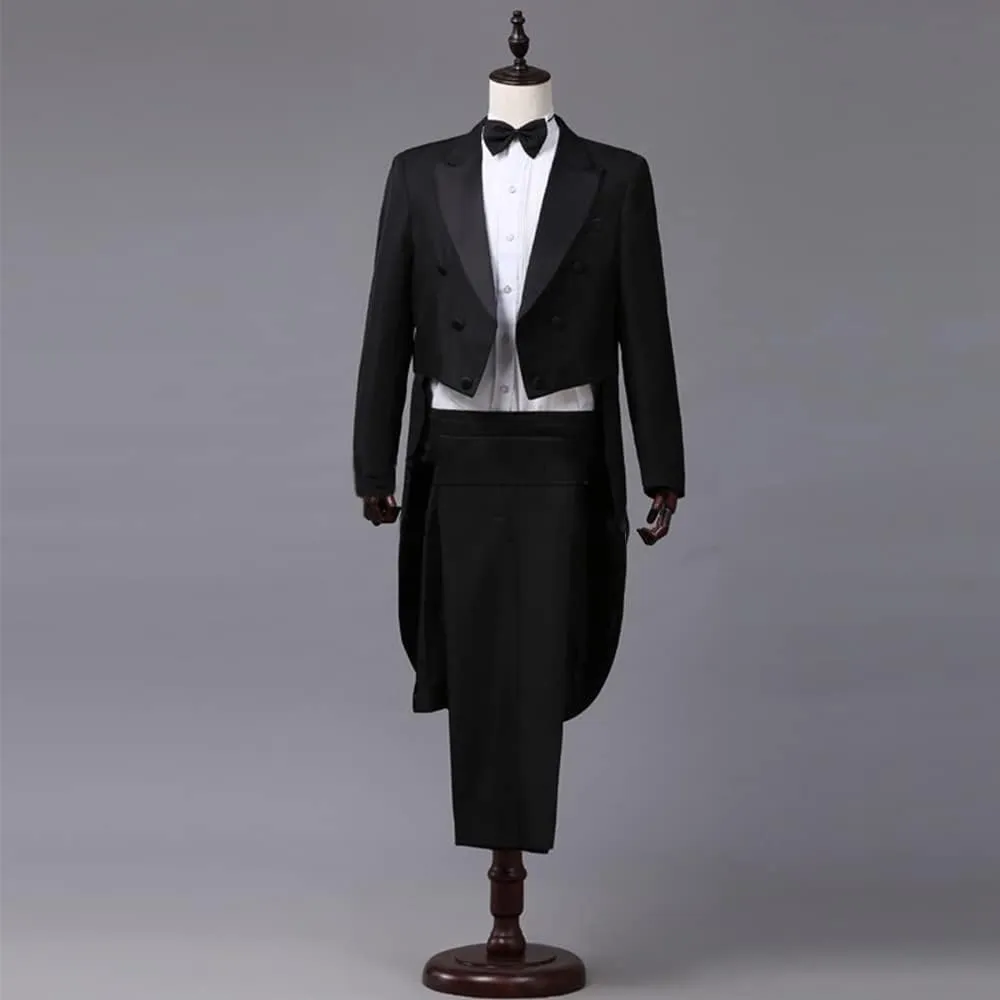 Men Tuxedo Suits Slim Fit Formal Magician Costume Tailcoat Jacket Musician Blazer Coats Prince Party Blazer Embroidery Court