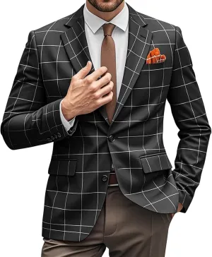 Mens Blazer Western Sport Coats for Men Lightweight Notch Lapel Two Button Business Jacket Casual Sports Coat