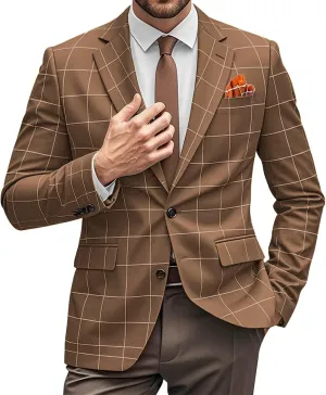 Mens Blazer Western Sport Coats for Men Lightweight Notch Lapel Two Button Business Jacket Casual Sports Coat