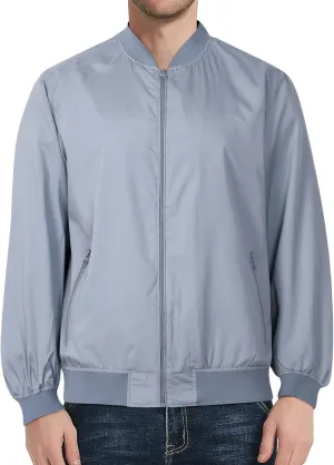 Mens Bomber Jacket Lightweight Causal Windbreaker Flight Light Track Jackets Waterproof Zipup Outdoor Travel Golf Coat