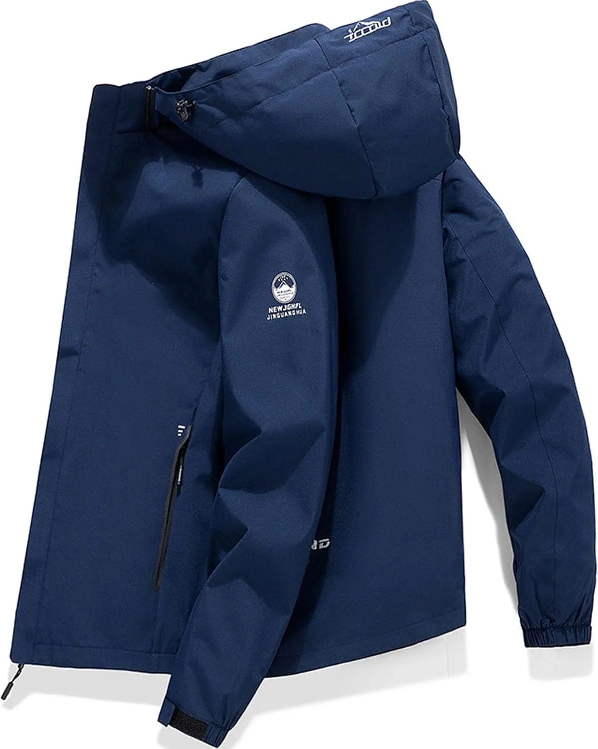 Men's Bomber Jacket Thermal Cotton Solid Color Hooded Coat Tactical Rain Jackets Active Jacket Zip Up Coat with Pocket