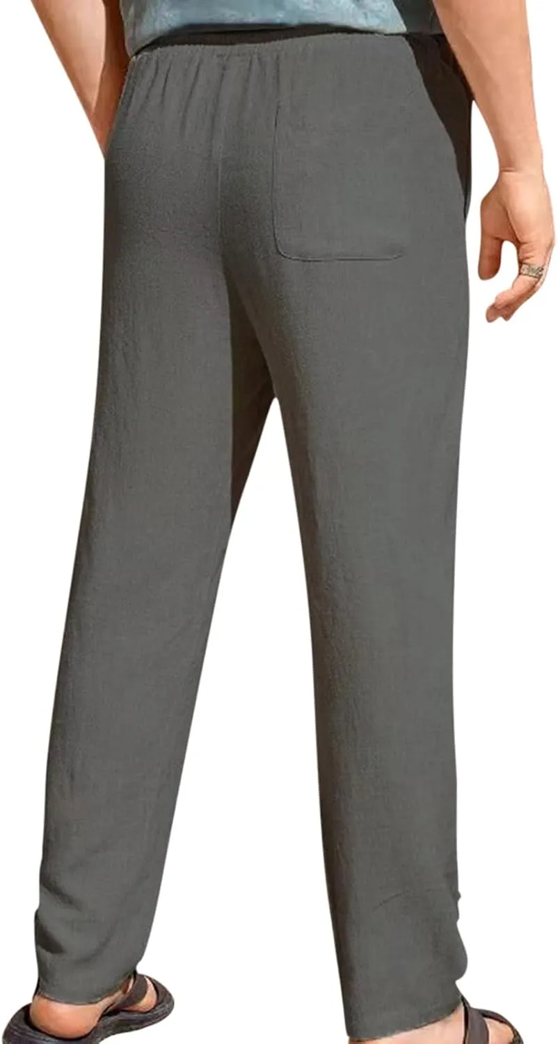 Men's Breathable Outdoor Pants Loose Drawstring Pants Comfort Tapered Pants Light Lounge Pants Jogging Pants
