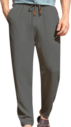 Men's Breathable Outdoor Pants Loose Drawstring Pants Comfort Tapered Pants Light Lounge Pants Jogging Pants