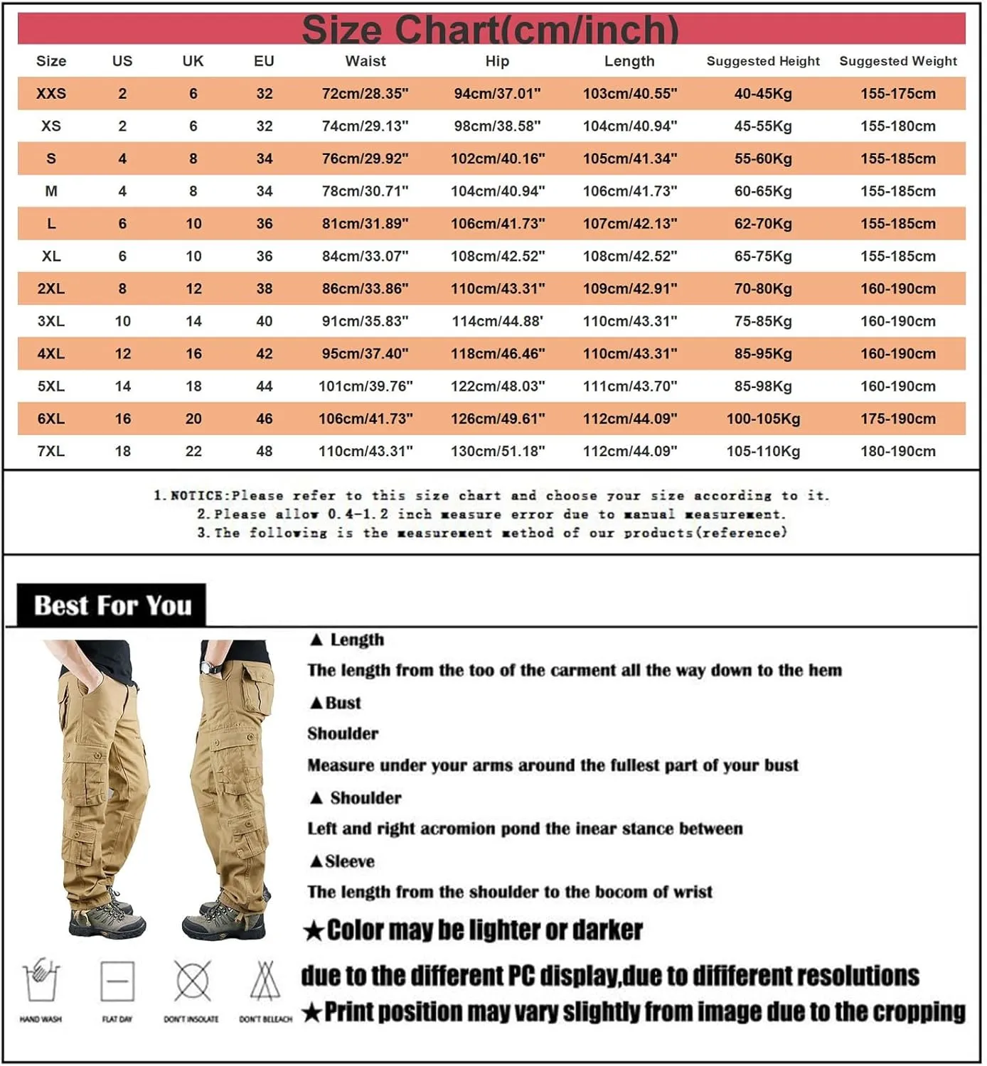 Men's Camo Cargo Pants Straight Leg Tactical Pants Military Army Combat Long Trousers with Multi Pockets