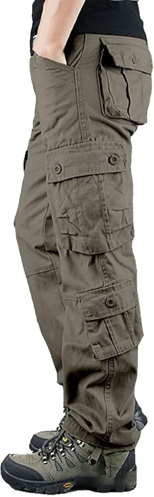 Men's Camo Cargo Pants Straight Leg Tactical Pants Military Army Combat Long Trousers with Multi Pockets