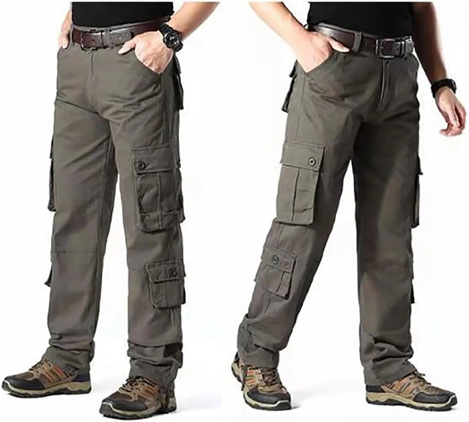 Men's Camo Cargo Pants Straight Leg Tactical Pants Military Army Combat Long Trousers with Multi Pockets