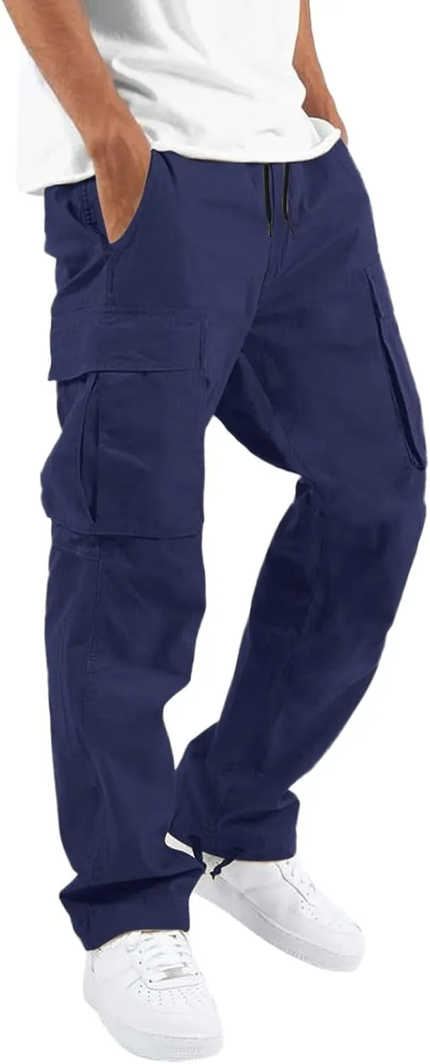 Mens Cargo Pants Baggy Workout Pants Relaxed Fit Parachute Pants Casual Hip Hop Joggers Pant Streetwear with Pockets