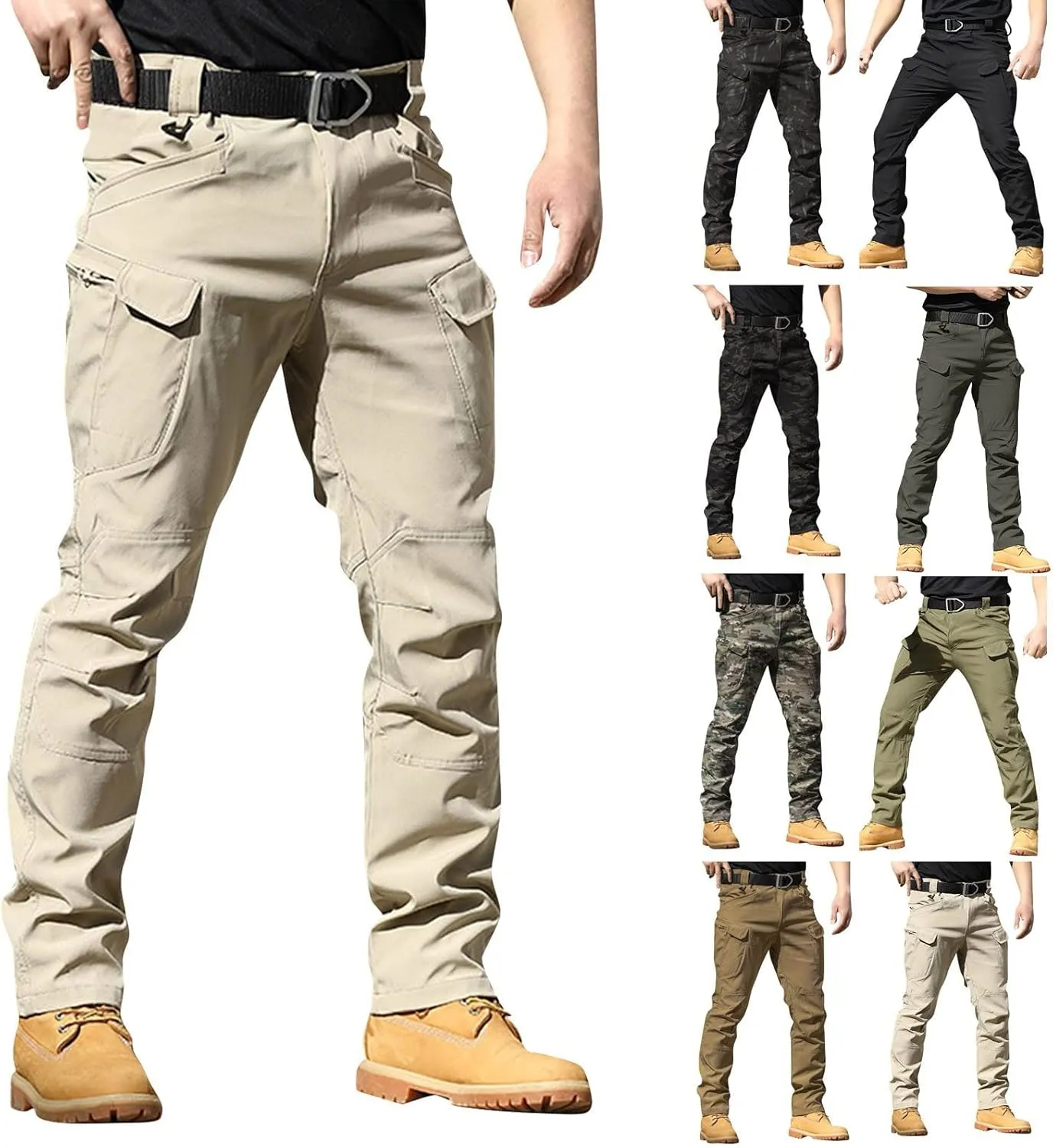 Mens Cargo Pants Relaxed Fit Resistant Ripstop Flexcamo Tactical Pants Lightweight Outdoor Hiking Pants with Pockets
