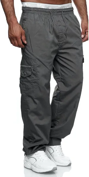 Men's Cargo Pants Straight Work Pants Outdoor Fitness Trousers Baggy Hiking Sweatpants with Multi Pockets