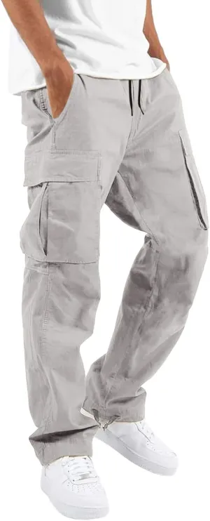 Men's Cargo Pants with Pockets Loose Fit Trousers Fashion Casual Hiking Pant Camping Travel Mens Sweatpants Joggers