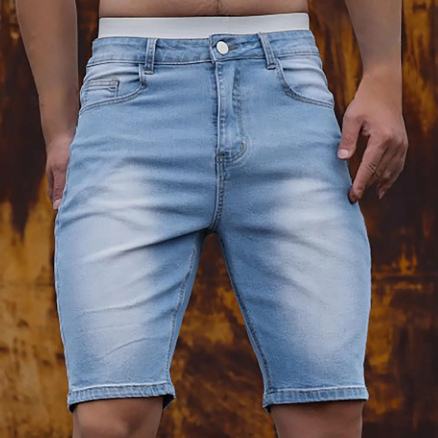 Mens Cargo Shorts Chino Cotton Drawstring Casual Shorts Slim Fit Summer Twill Outdoor Short Pants Stretch Trouser