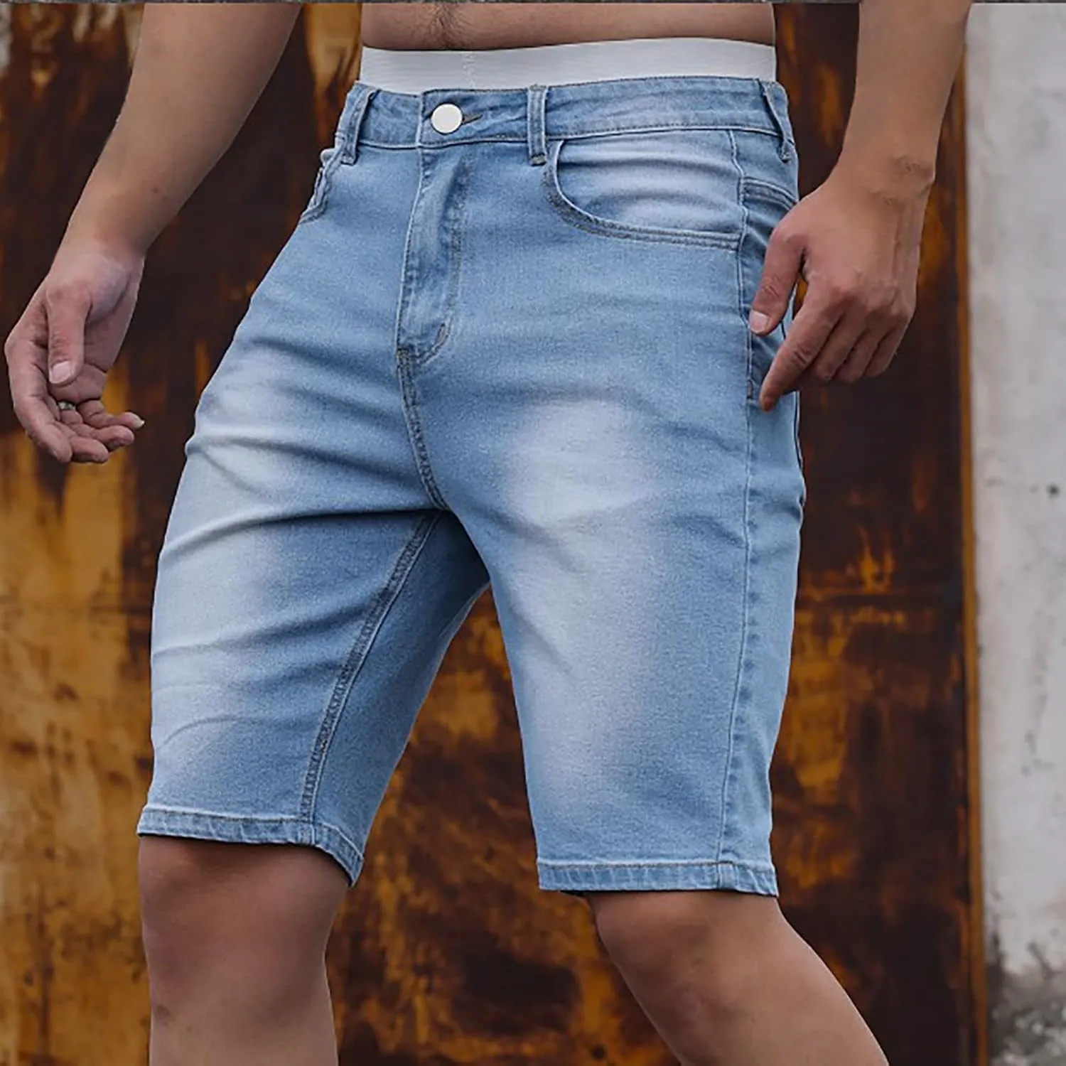 Mens Cargo Shorts Chino Cotton Drawstring Casual Shorts Slim Fit Summer Twill Outdoor Short Pants Stretch Trouser