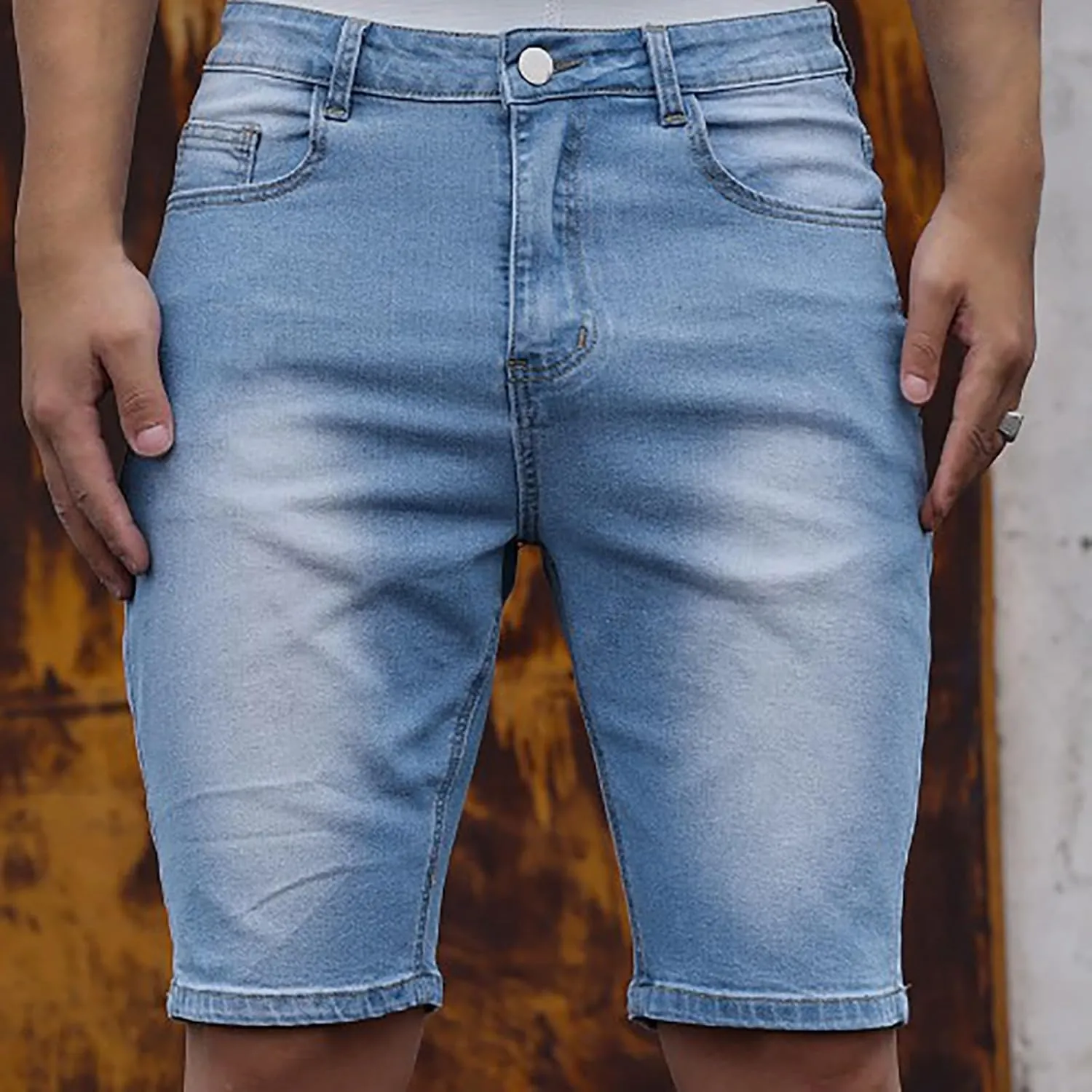 Mens Cargo Shorts Chino Cotton Drawstring Casual Shorts Slim Fit Summer Twill Outdoor Short Pants Stretch Trouser