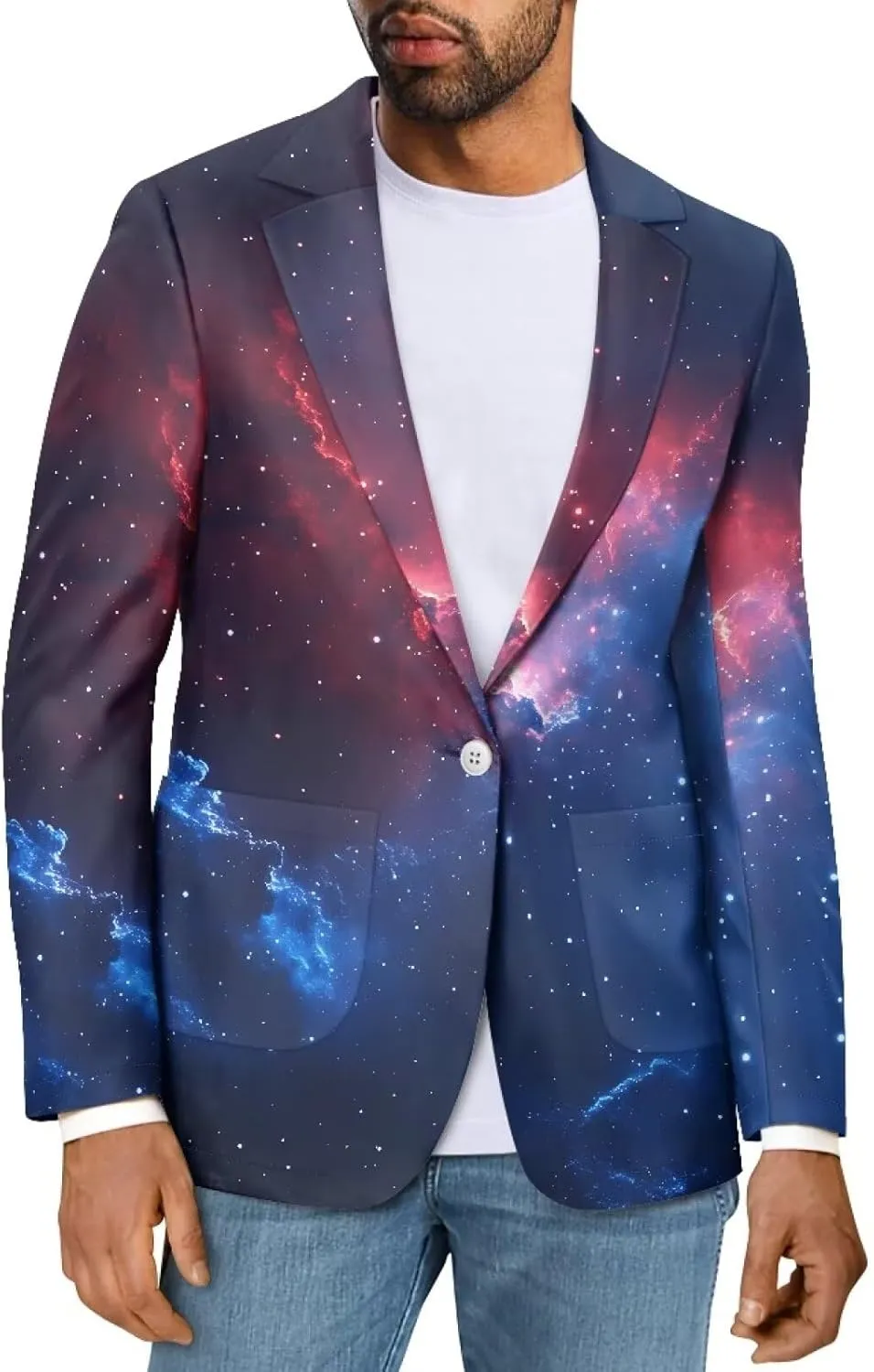 Men's Casual Blazer Long Sleeve Suit Jackets Coats Casual Lightweight One Button Business Jacket with 2 Pocket