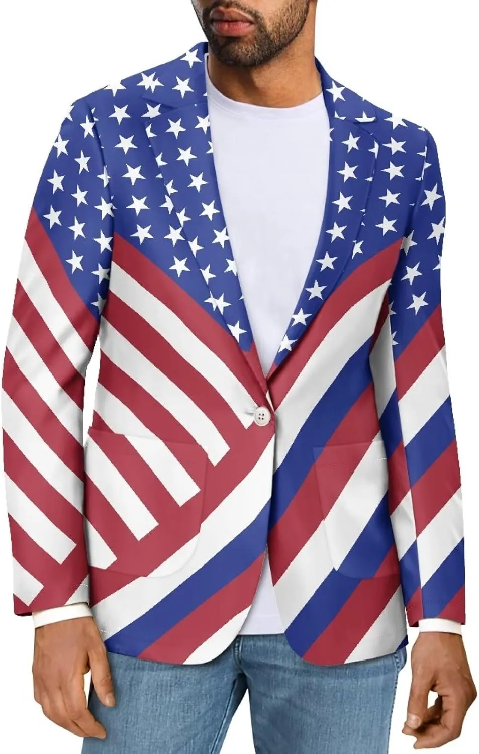 Men's Casual Blazer Long Sleeve Suit Jackets Sports Coats One Button Business Jacket with 2 Pocket Size XS-5XL