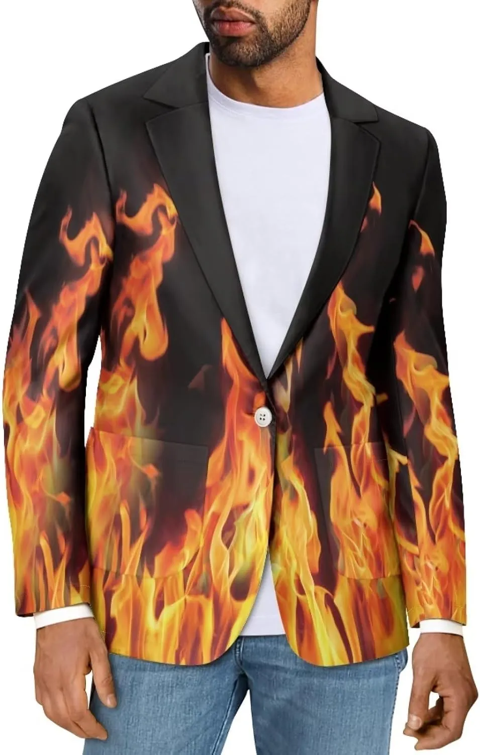 Men's Casual Blazer Long Sleeve Suit Jackets Sports Coats One Button Business Jacket with 2 Pocket Size XS-5XL
