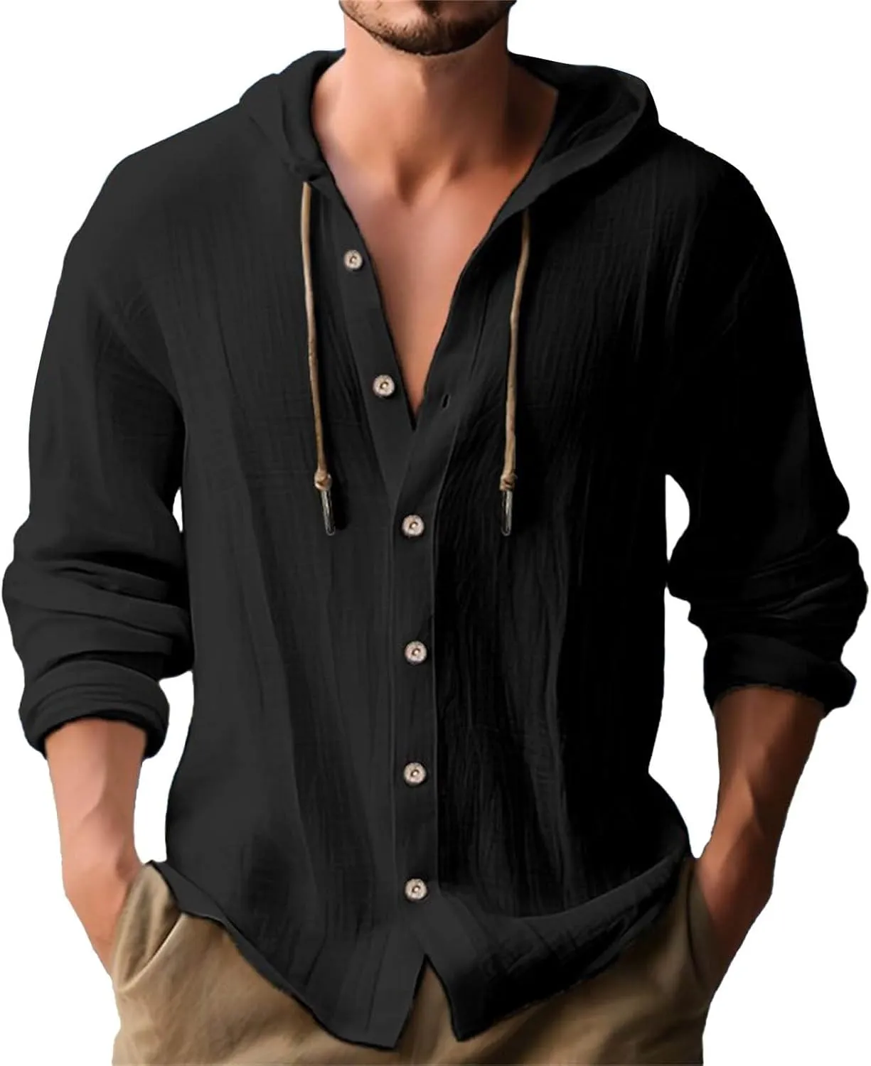 Men's Casual Button Down Shirt Cotton Solid Color Pocket Long Sleeve Shirt Top Long Sleeve T Shirt Men Mens Shirts