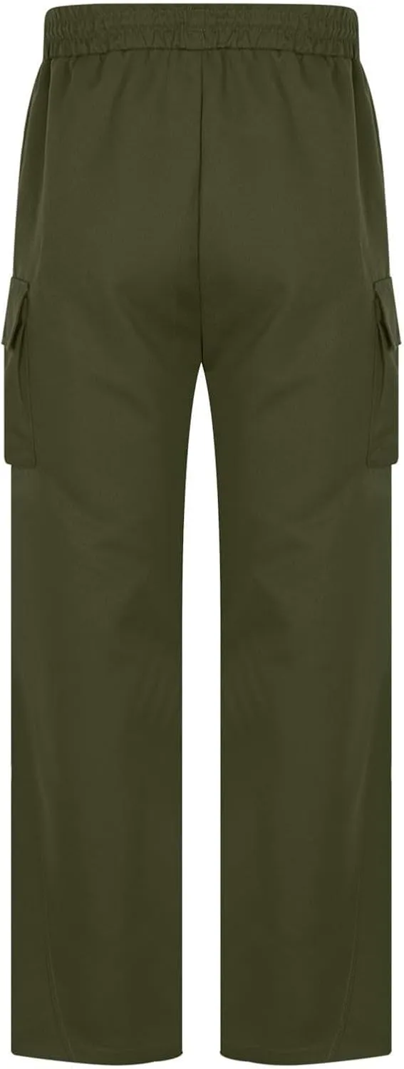 Men's Casual Cargo Pants Elastic Waist Drawstring Joggers Pant Athletic Baggy Jogging Sweatpants with Flap Pockets