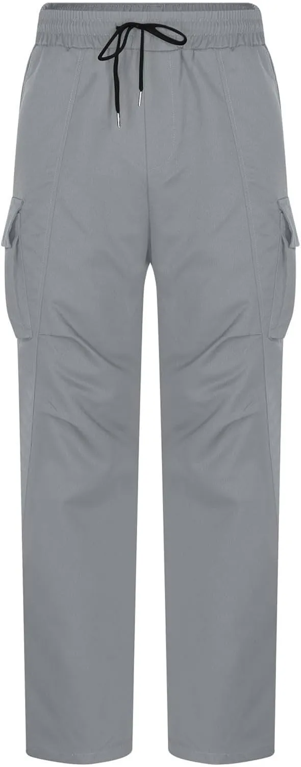 Men's Casual Cargo Pants Elastic Waist Drawstring Joggers Pant Athletic Baggy Jogging Sweatpants with Flap Pockets
