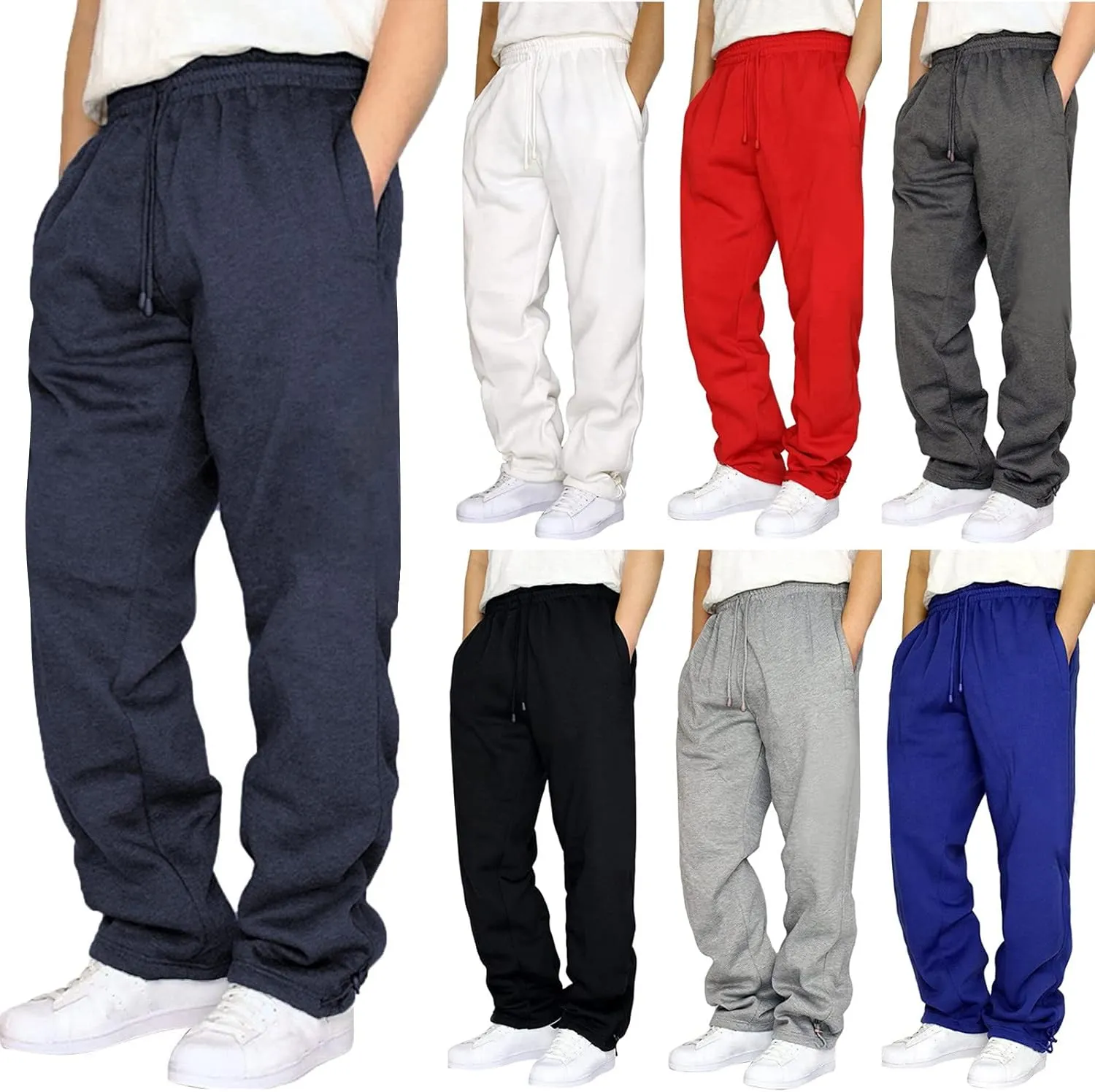 Men's Casual Cargo Pants Workout Joggers Stretch Sweatpants Hiking Drawstring Pants with Multi Pockets