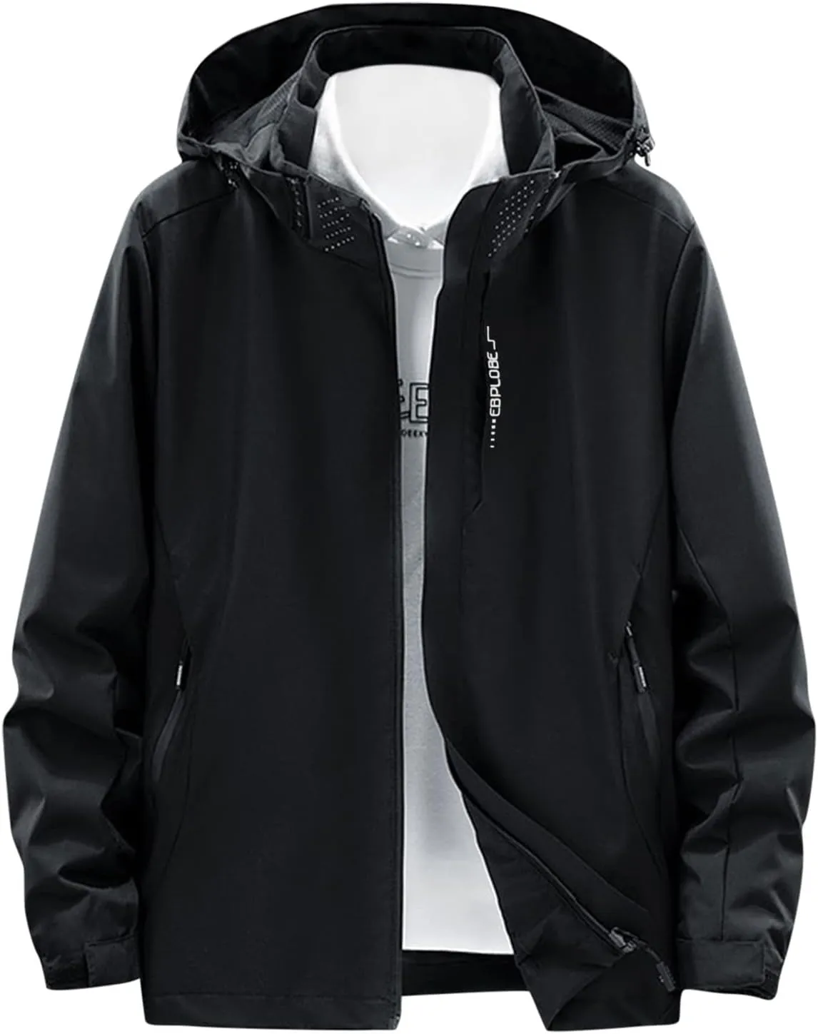 Men's Casual Detachable Hood Long Sleeve Full Zip Coat Hiking Outdoor Waterproof Windbreaker Warm Hoodie Jacket