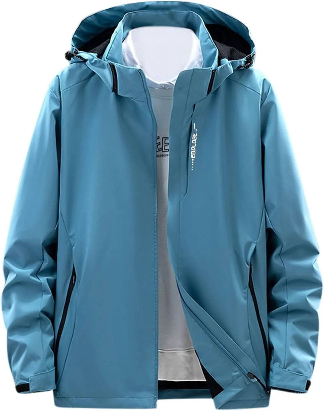 Men's Casual Detachable Hood Long Sleeve Full Zip Coat Hiking Outdoor Waterproof Windbreaker Warm Hoodie Jacket