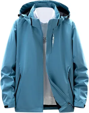 Men's Casual Detachable Hood Long Sleeve Full Zip Coat Hiking Outdoor Waterproof Windbreaker Warm Hoodie Jacket