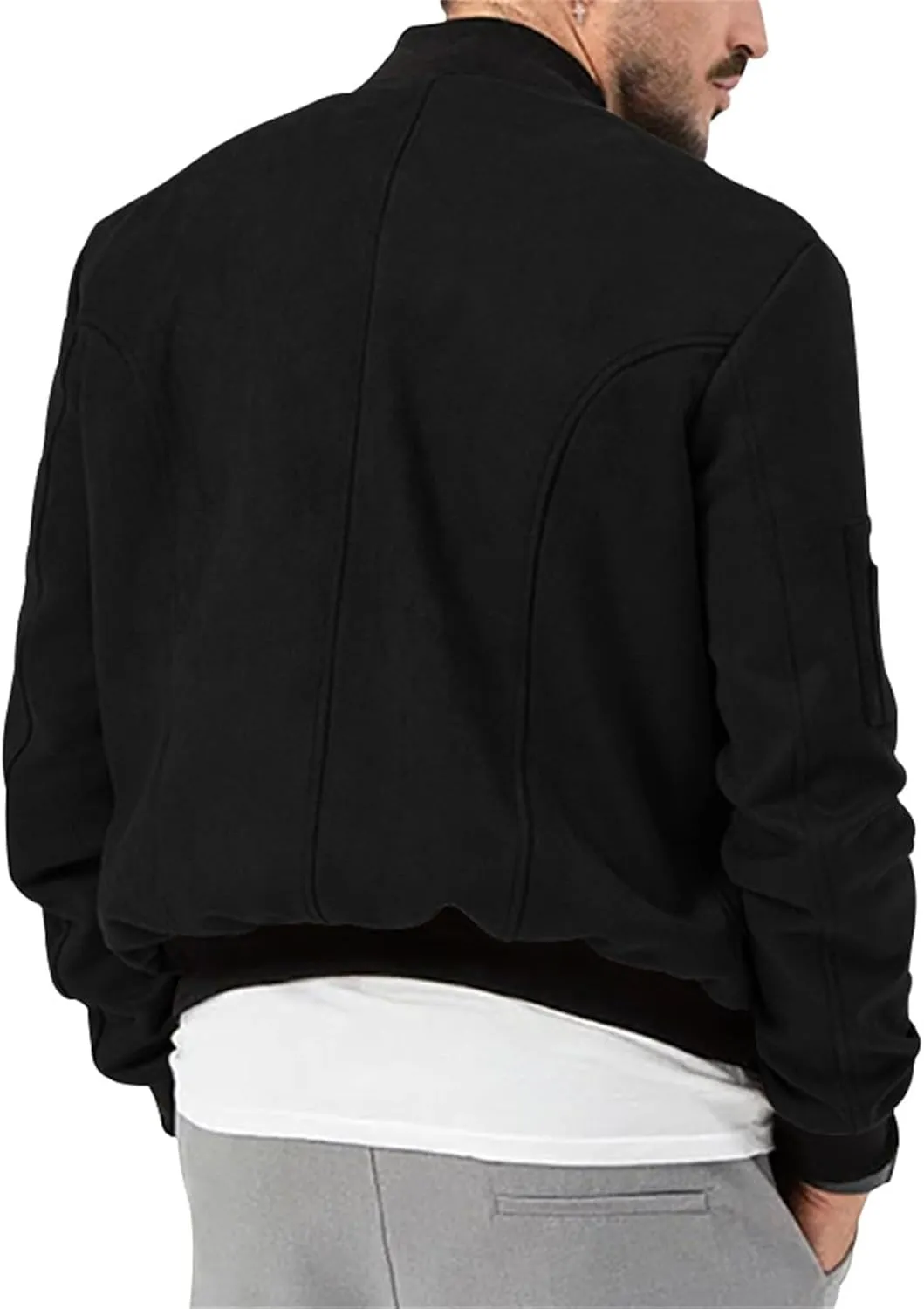 Mens Casual Faux Suede Bomber Jacket Classic Jacket Windbreaker Vintage Button Down Cardigan Lightweight Leather Coats