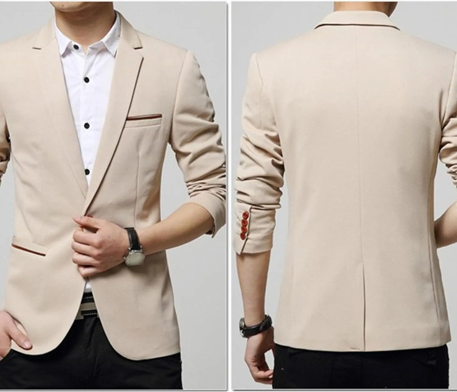 Men's Casual Knit Blazer Jackets 1 Button Lightweight Sport Suit Coats Business Slim Fit Suit Jacket