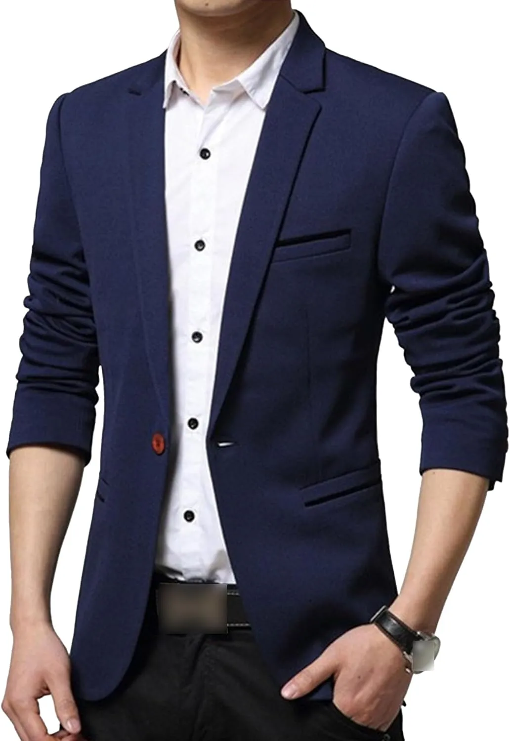 Men's Casual Knit Blazer Jackets 1 Button Lightweight Sport Suit Coats Business Slim Fit Suit Jacket