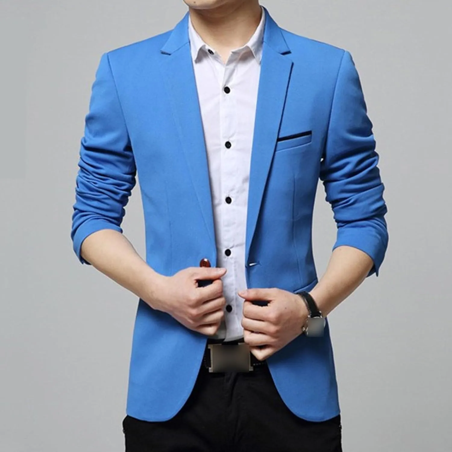 Men's Casual Knit Blazer Jackets 1 Button Lightweight Sport Suit Coats Business Slim Fit Suit Jacket