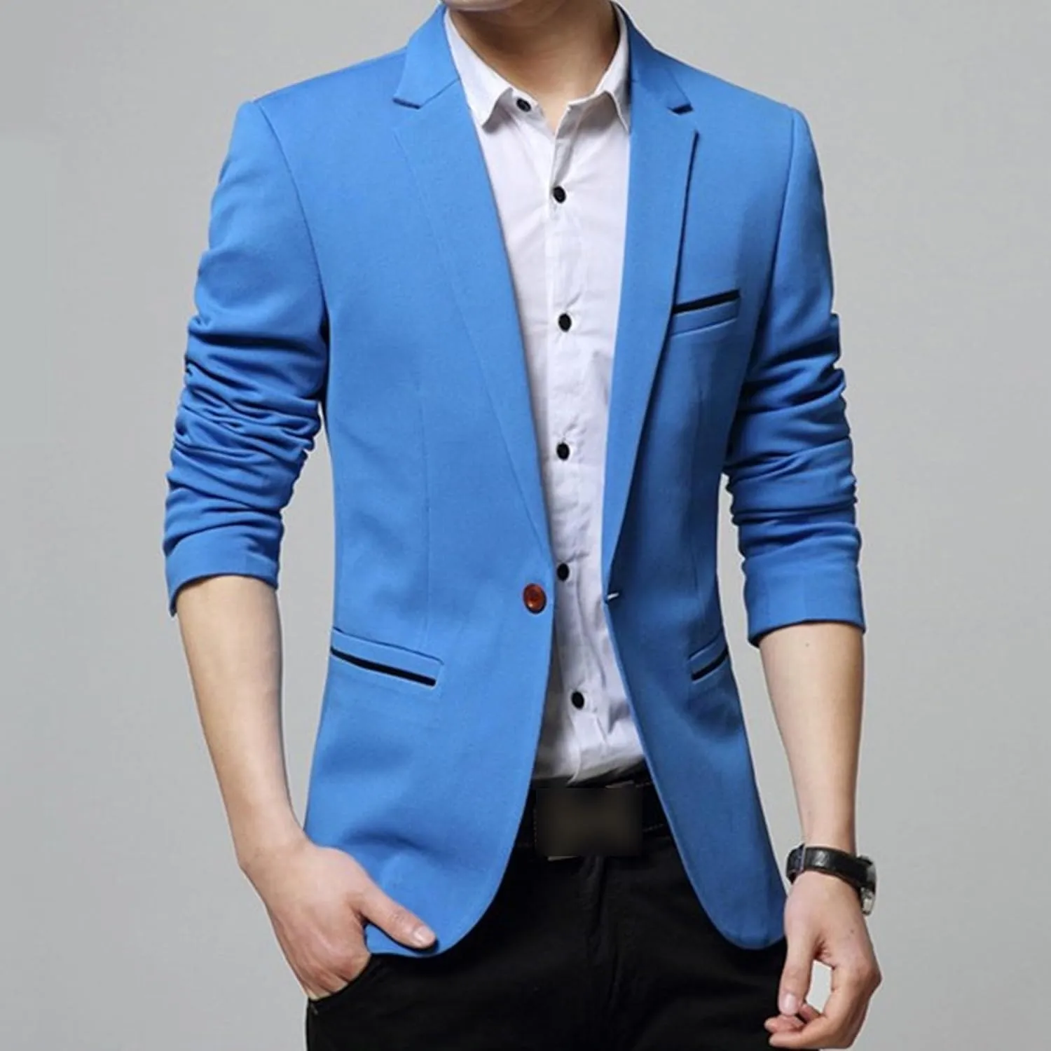 Men's Casual Knit Blazer Jackets 1 Button Lightweight Sport Suit Coats Business Slim Fit Suit Jacket