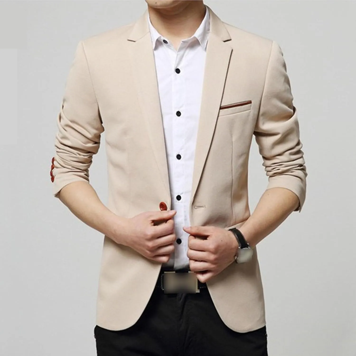 Men's Casual Knit Blazer Jackets 1 Button Lightweight Sport Suit Coats Business Slim Fit Suit Jacket