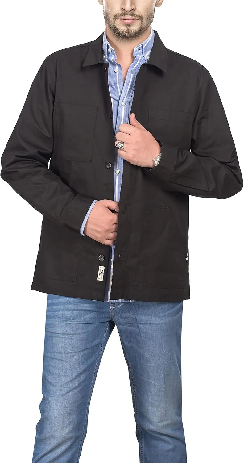 Mens Casual Lightweight Jacket Cotton Overshirts Button Down Shirt Jackets Regular & Big-tall Shacket Jacket
