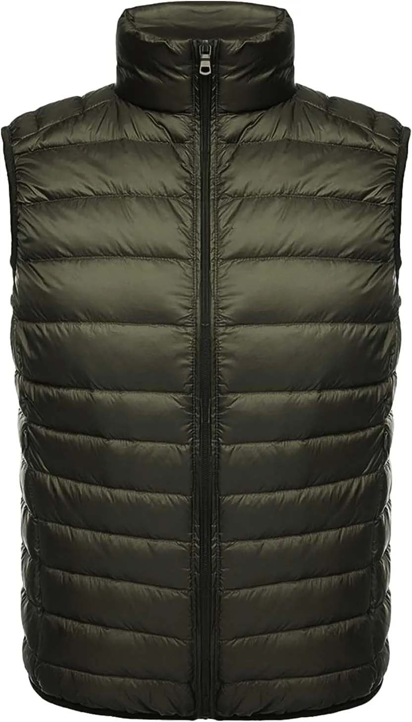 Mens Casual Puffer Vest Quilted Padded Vest Sleeveless Zip Up Down Jacket Lightweight Winter Gilet Warm Outwear