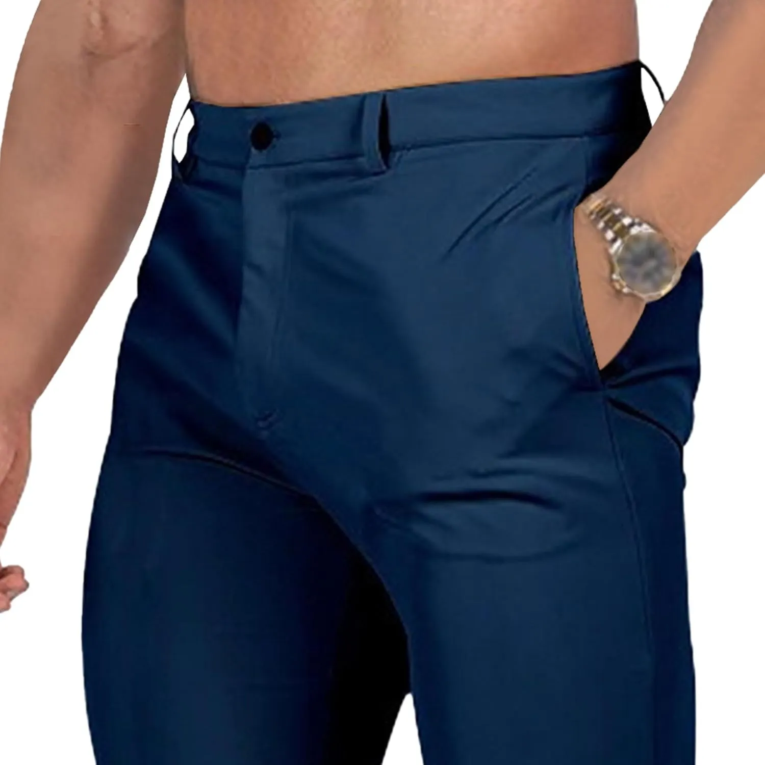 Men's Chinos Slim Fit Pants Stretch Skinny Tapered Dress Slack Comfort Casual Solid Workout Trousers