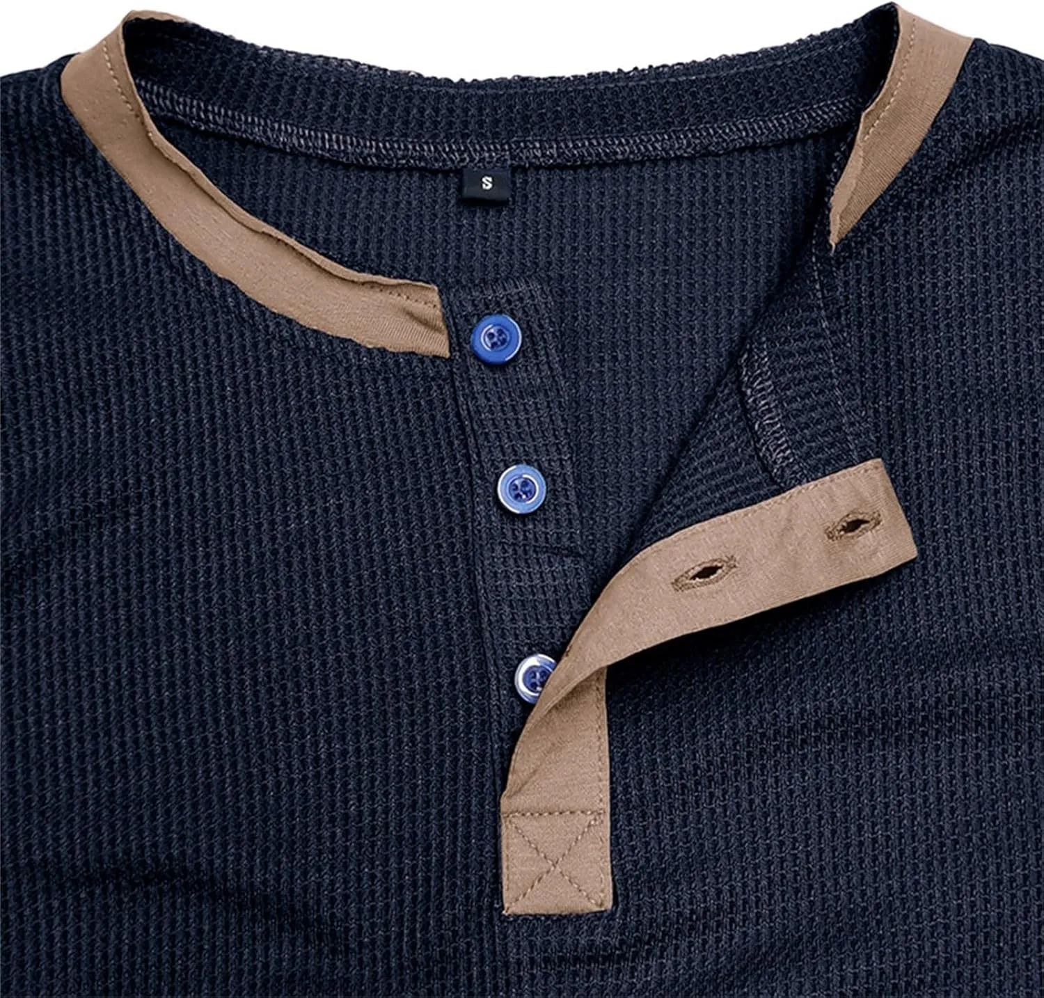 Mens Cotton Casual Henley Polo Shirts Long Sleeve Classic Button Collared Cotton Tops Lightweight Basic Golf Shirts