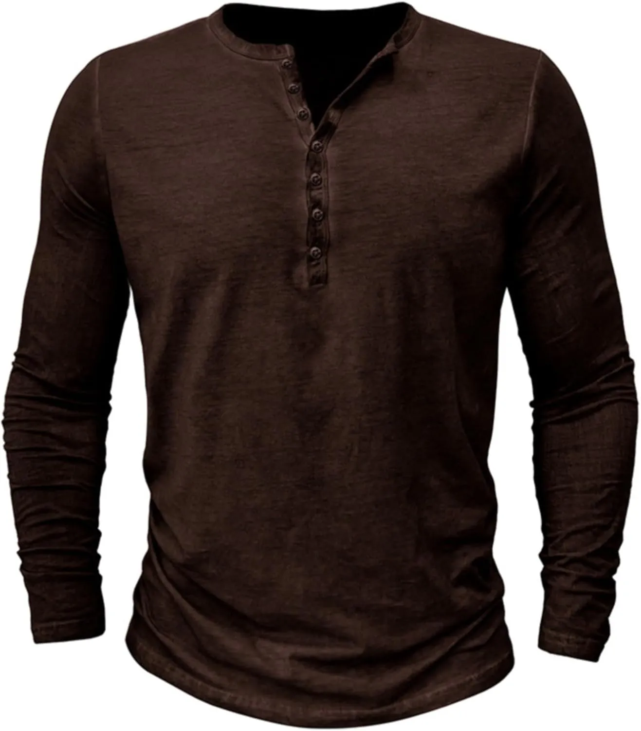 Mens Cotton Casual Henley Polo Shirts Long Sleeve Classic Button Collared Cotton Tops Lightweight Basic Golf Shirts