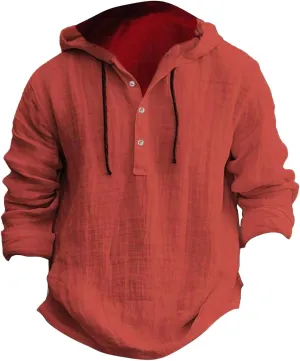 Men's Cotton Linen Casual Stylish Button Shirt Long Sleeved Solid Color Cotton Linen Shirt Men's Long Sleeve Shirts