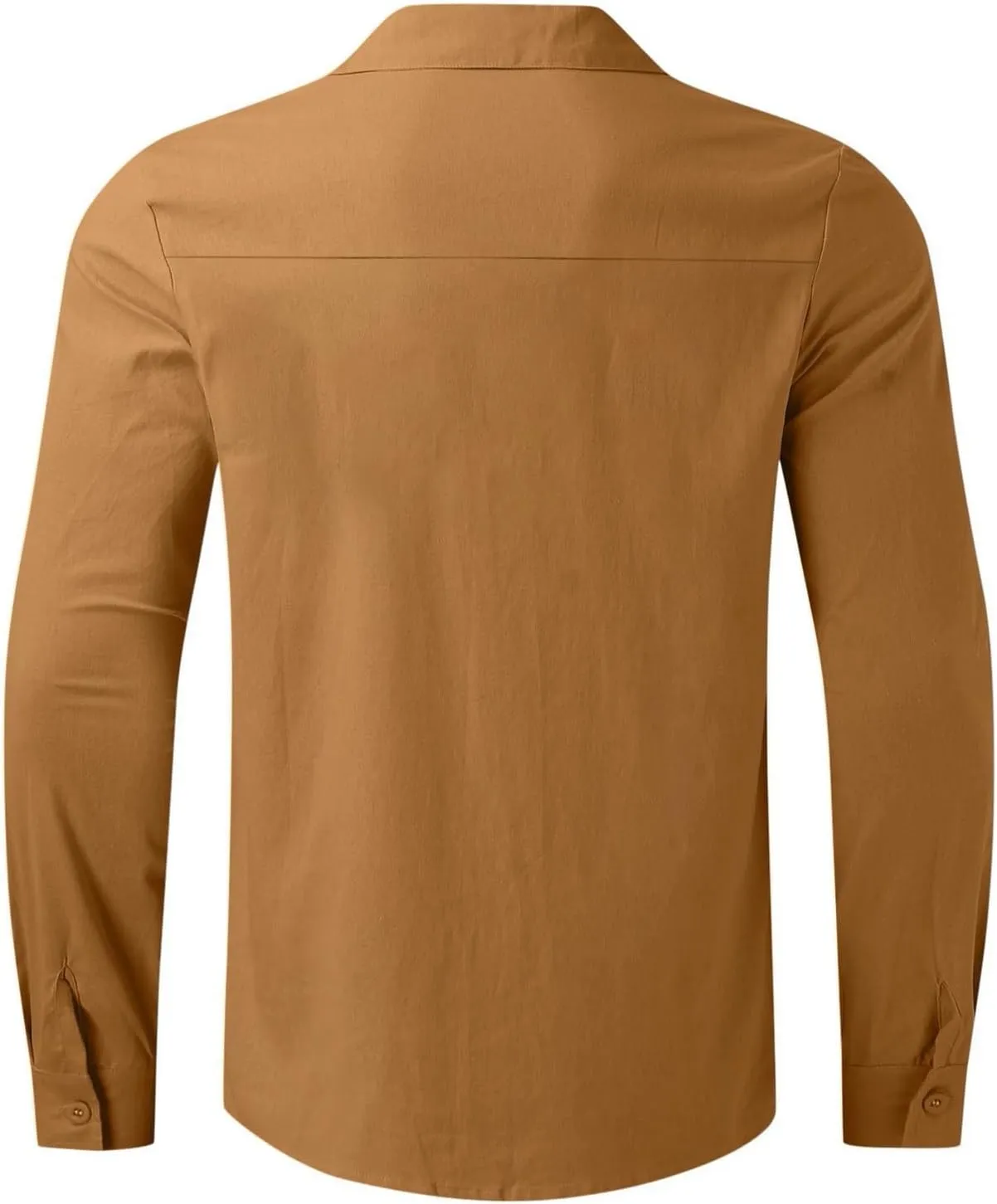 Mens Cotton Linen Hoodie Lightweight Long Sleeved Lapel Cotton Pocket Shirt Tops V Neck Button Down Hooded Shirt