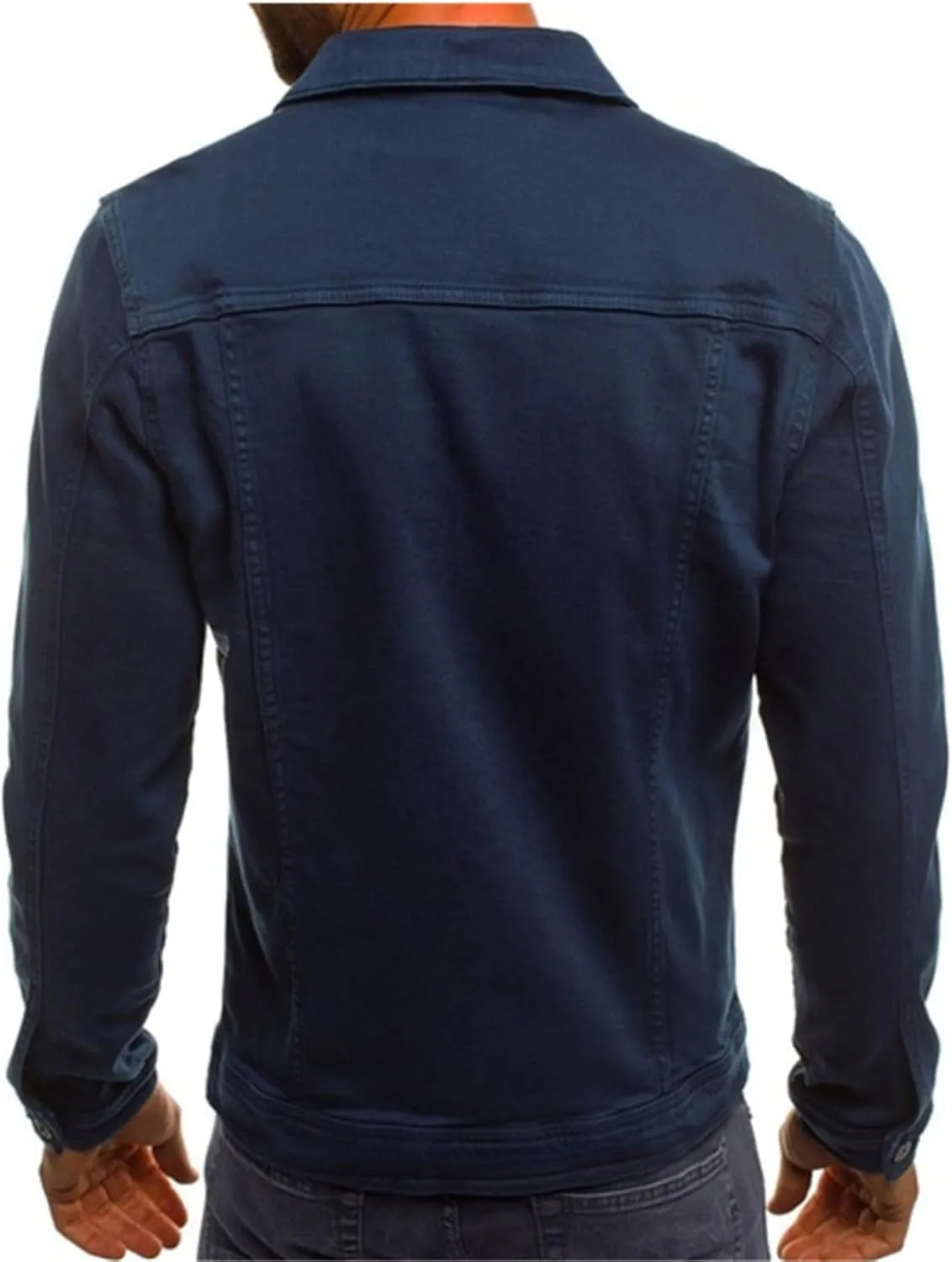 Mens Denim Jacket Cozy Classic Overshirt Long Sleeve Slim Fit Button Up Denim Top Shirt Jacket Trucker Jacket with Pockets