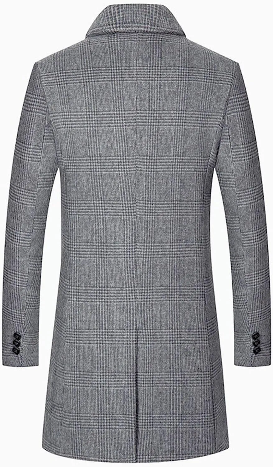 Men's Double Breasted Pea Coat Winter Overcoat Short Trench Coat Notched Collar Dress Coat for Men